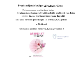 U Gradskoj knjižnici Metković predstavljanje knjige „Kvadrant žene“ prof. dr. sc. Gordane Kuterovac Jagodić